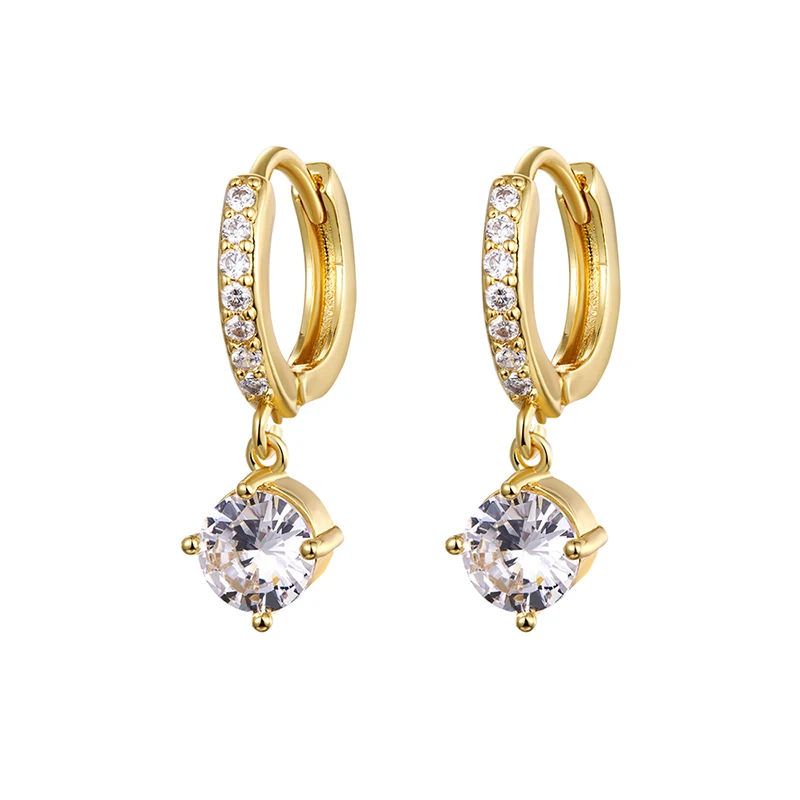Cute Cubic Zirconia CZ Gold Silver Plated Hoop Drop Earrings For Women Dangle Earring Fashion Jewelry,hoop earrings,drop earrings,dangle earrings