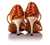 BD Girls Latin Dancing Shoe Dark Tan Satin Fabric Gold 3" Heels Women Rumba Chacha Samba Paso Doble Jive Dance Shoe 2324 4