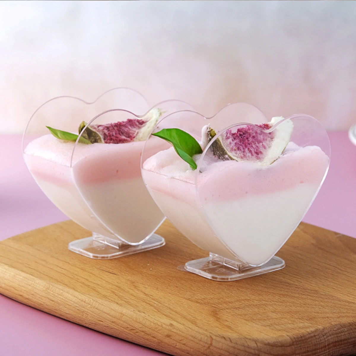 10pcs- Heart-shaped mousse cup pudding cup Heart-shaped jelly cup Tiramisu cup Dessert cup Plastic dessert cup