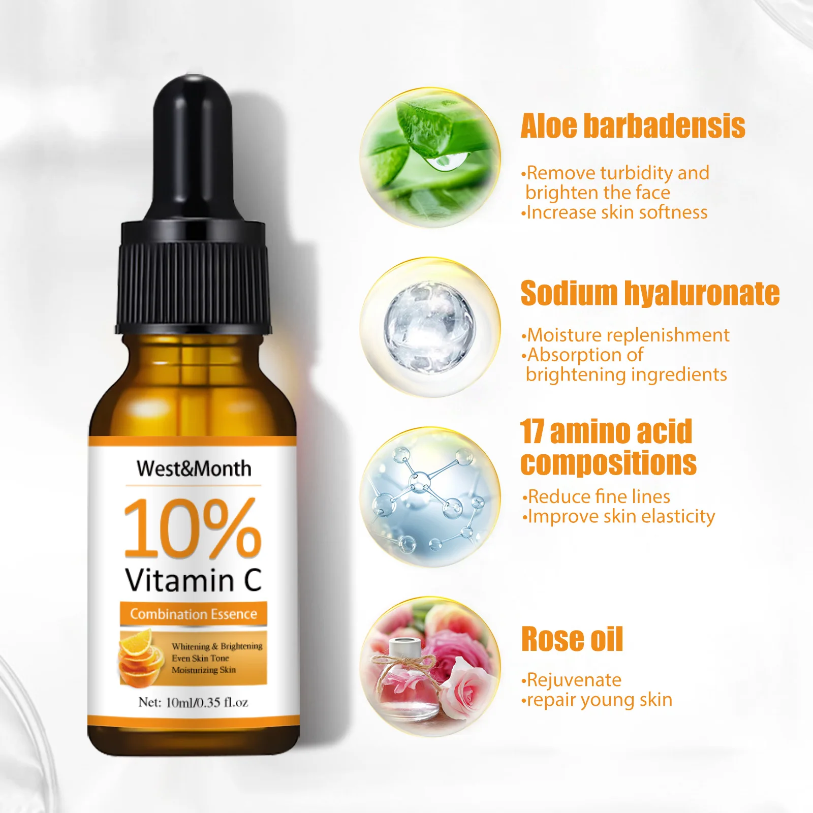 Vitamin C Whitening Freckle Face Serum Remove Melasma Dark Spot Fade Melanin Dull Moisturizing Brighten Smooth Skin Care Product