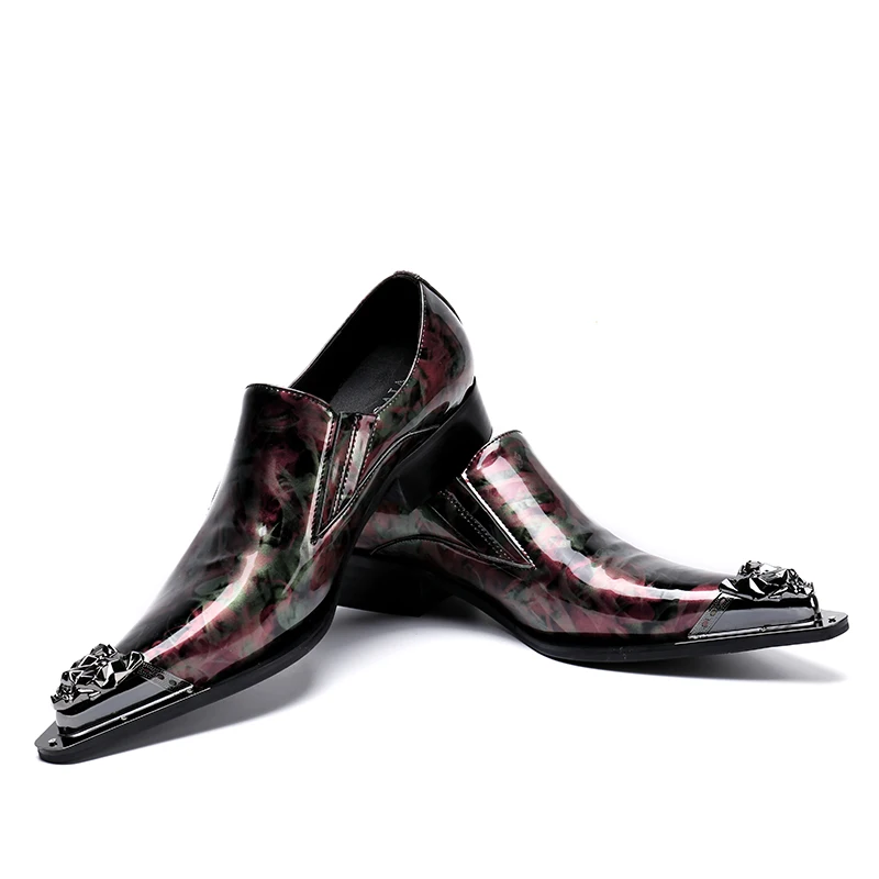 

Новинка, деловые мужские туфли-оксфорды для вечеринки, металлические туфли с острым носком, мужские туфли из натуральной кожи, мужские классические туфли для джентльменов