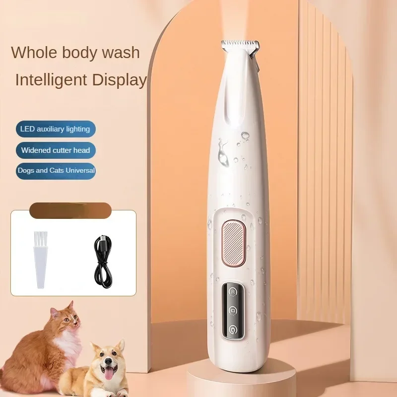 Dog Paw Trimmer Pet Hair Trimmer Dog Clippers for Grooming 18mm Widen Blade with LED Light LED Display Fully Waterproof