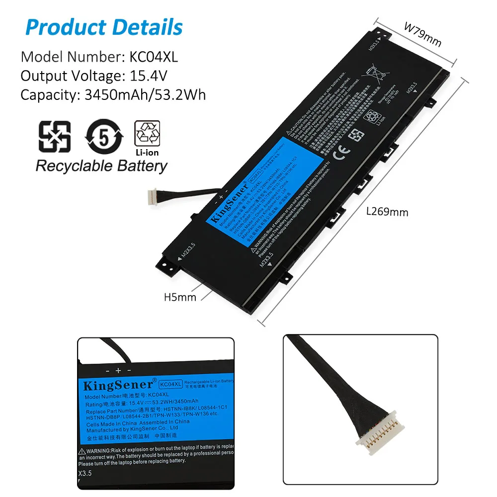 Bateria para hp Envy X360 13-ag 13m-aq 13-ah 13-aq0010tu 13-ah0010tx Hstnn-db8p Hstnn-ib8k L085442b1 L08496855 Kc04xl 53.2wh - Imagem 5