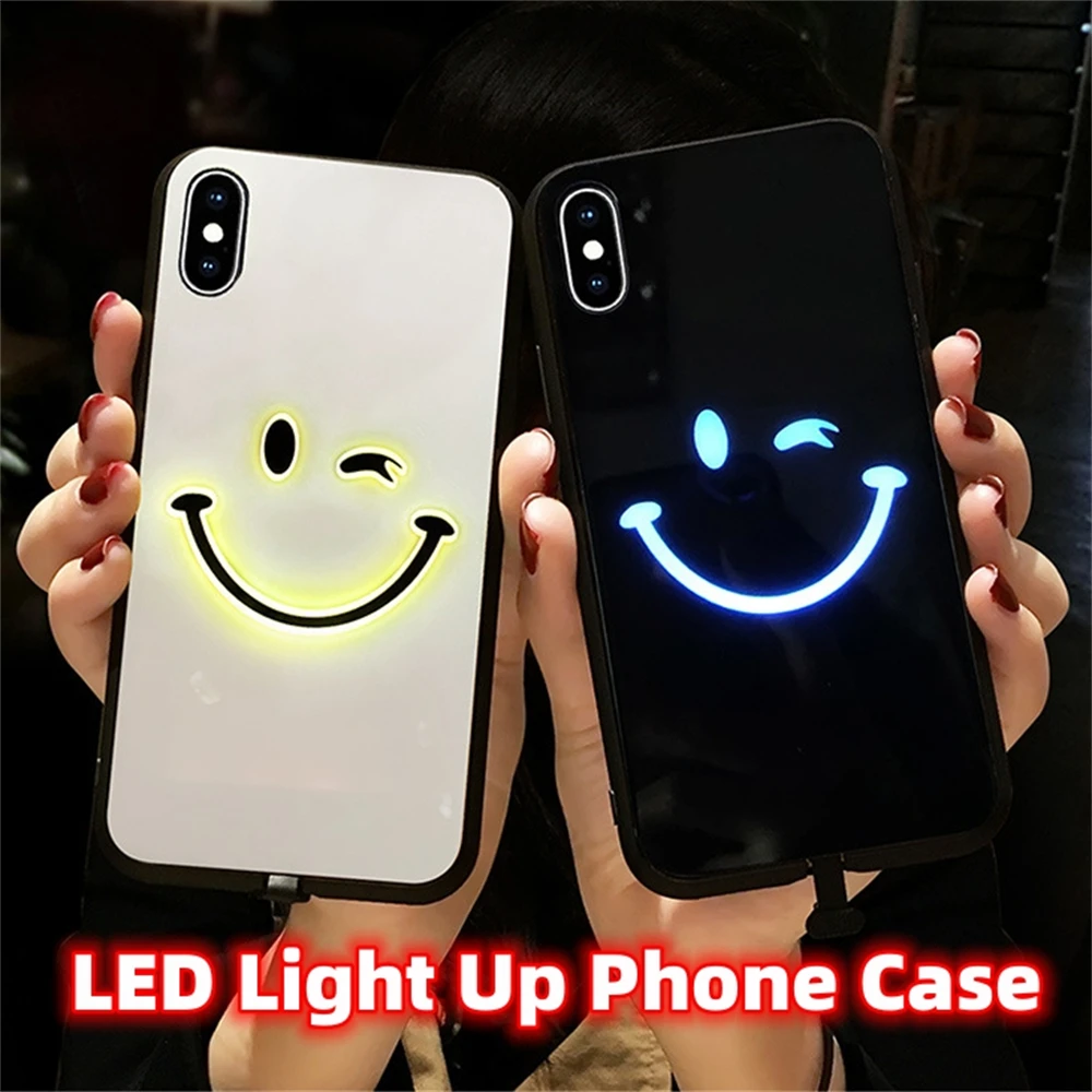 Punk Smile Call Flash Phone Case Led Light Color Change Cover Posteriore Per Xiaomi 13 12 11 Pro Ultra Redmi K60 K50 K40 Poco F3