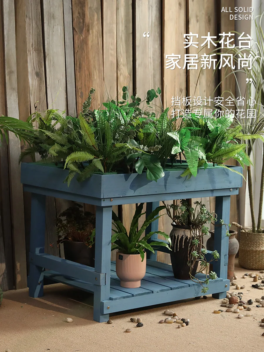 

American style outdoor anti-corrosion wood succulent flower rack, indoor balcony, green pineapple pot storage rack, potted plant