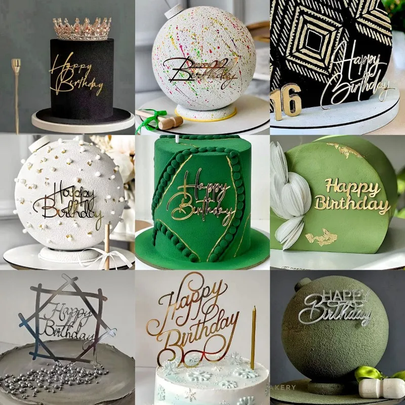 INS Happy Birthday Cake Topper Acrylic Gold Birthday Oh Baby Cupcake Topper for Baby Shower Party Cake Decorations party decorations birthday party supplies cake topper cake decorations cake toppers cupcake supplies gold leaf cake decorations
