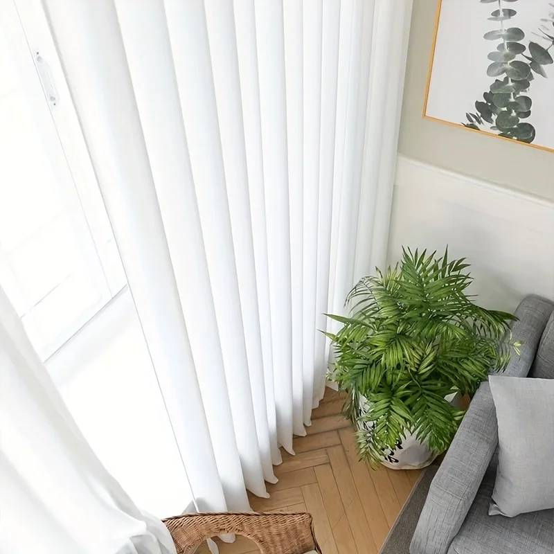 KHAKISHOP White Semi-Sheer Curtains - 2 Panels 52x94", Grommet Top Light Filtering Drapes For Living Room & Bedroom