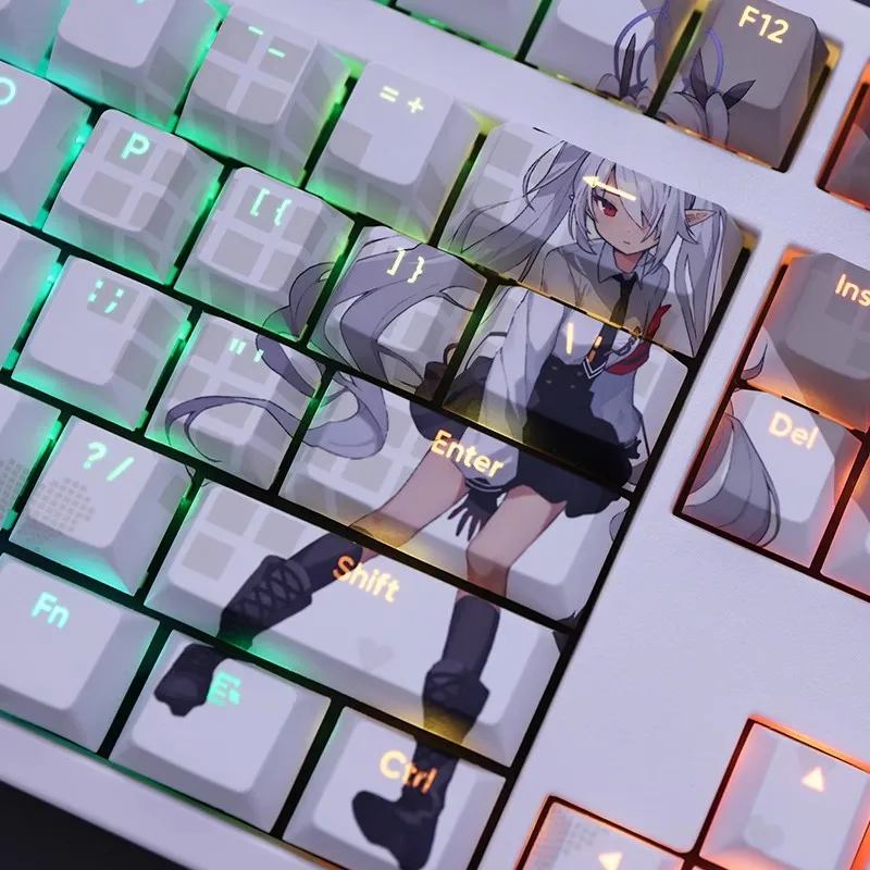 Azul Arquivo Siromi Iori Keycap Pbt Backlit Keycaps Desenhos Animados Anime Key Caps para Ansi 61 87 104 108 Layout Teclado 108 Teclas por Conjunto - Imagem 6