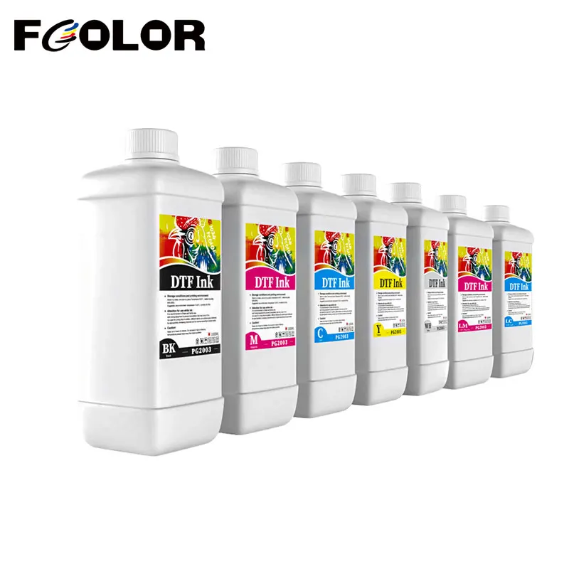 Fcolor Top Ranking Best Quality DTF Ink White 1000ml PG2003 DTF Ink for Epson DTF Printer PET Film C M Y K LC LM W 7 Colors Ink