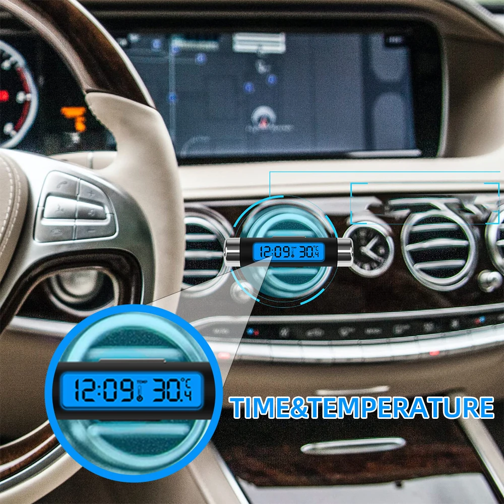Sca6824392b9548dd817ba29c60b9a5b1s Portable 2 in 1 Car Digital LCD Clock/Temperature Display Electronic Clock Thermometer Car Digital Time Clock Car Accessory Mallzona
