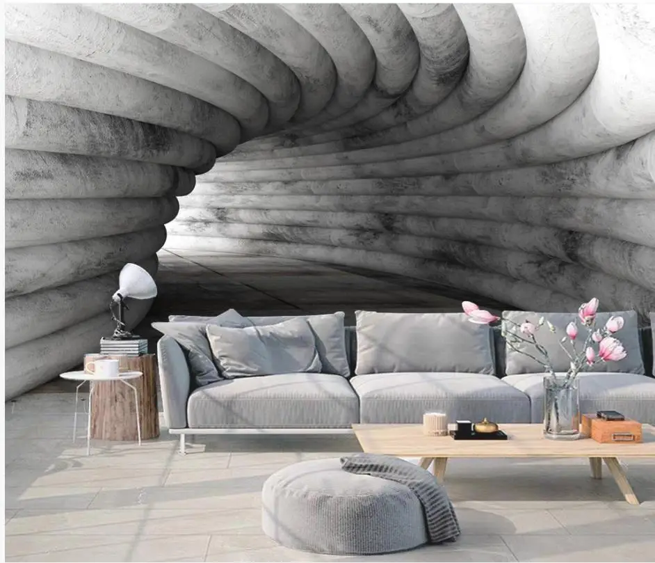 Extended space cement wall cave background wall wallpaper for walls 3 d for living room