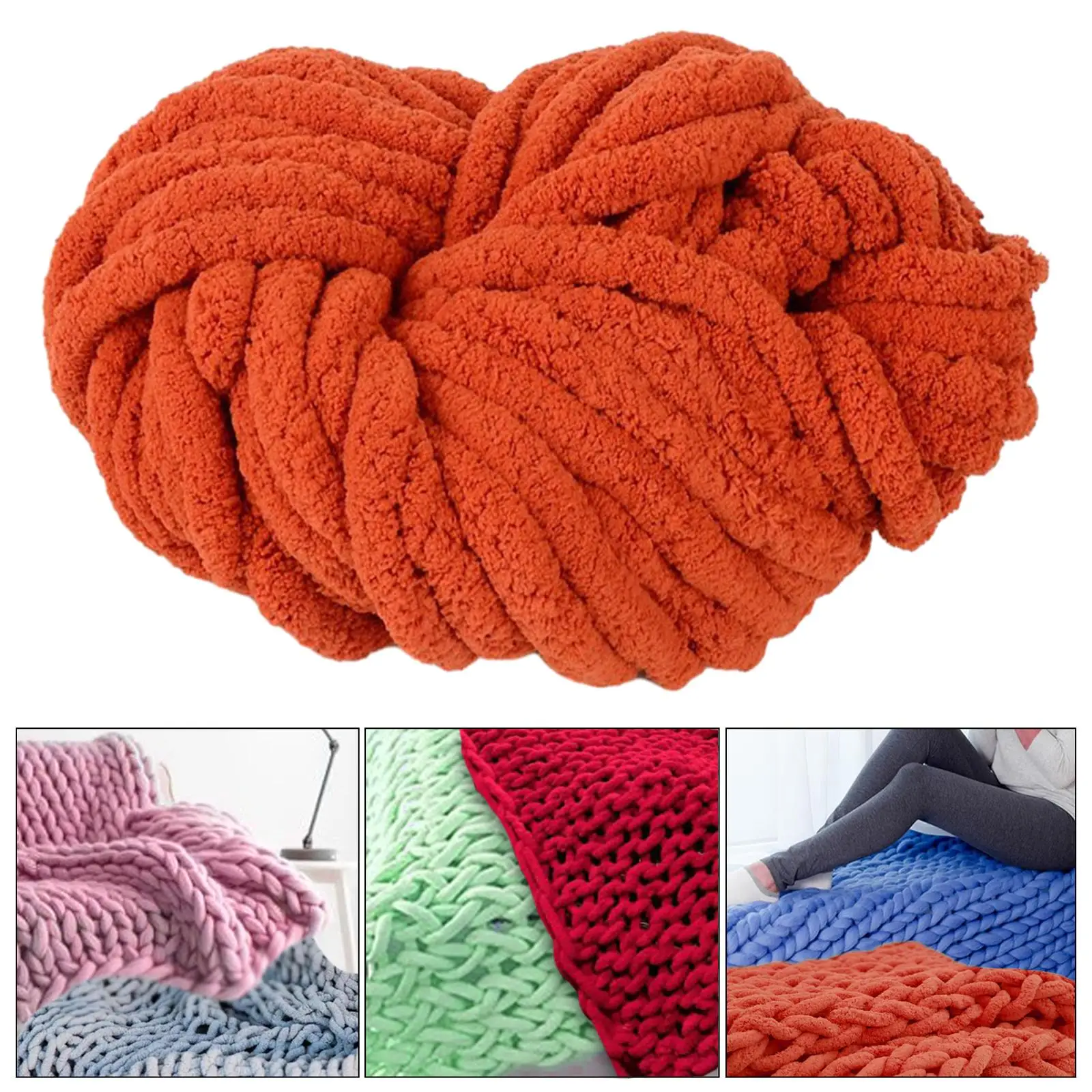 Chunky Chenille Yarn Gauge 7 Plush Jumbo Yarn Acrylic Thick Yarn Bulky Yarn for Hat Crochet Bed Arm Knitting Throw 4