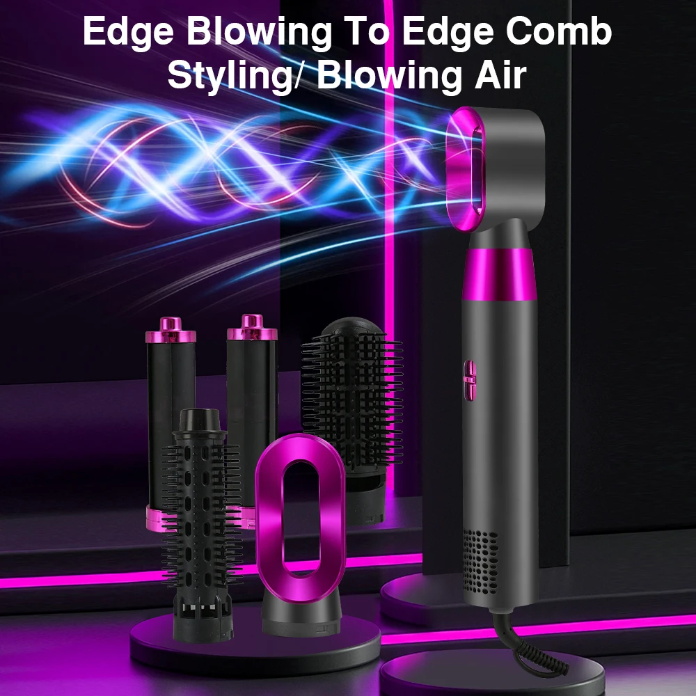 5 in 1 Hot Air Comb Automatic Curling Iron Dual Purpose Hair Styling Comb Automatic Hair Suction Super Leafless Dryer Tools