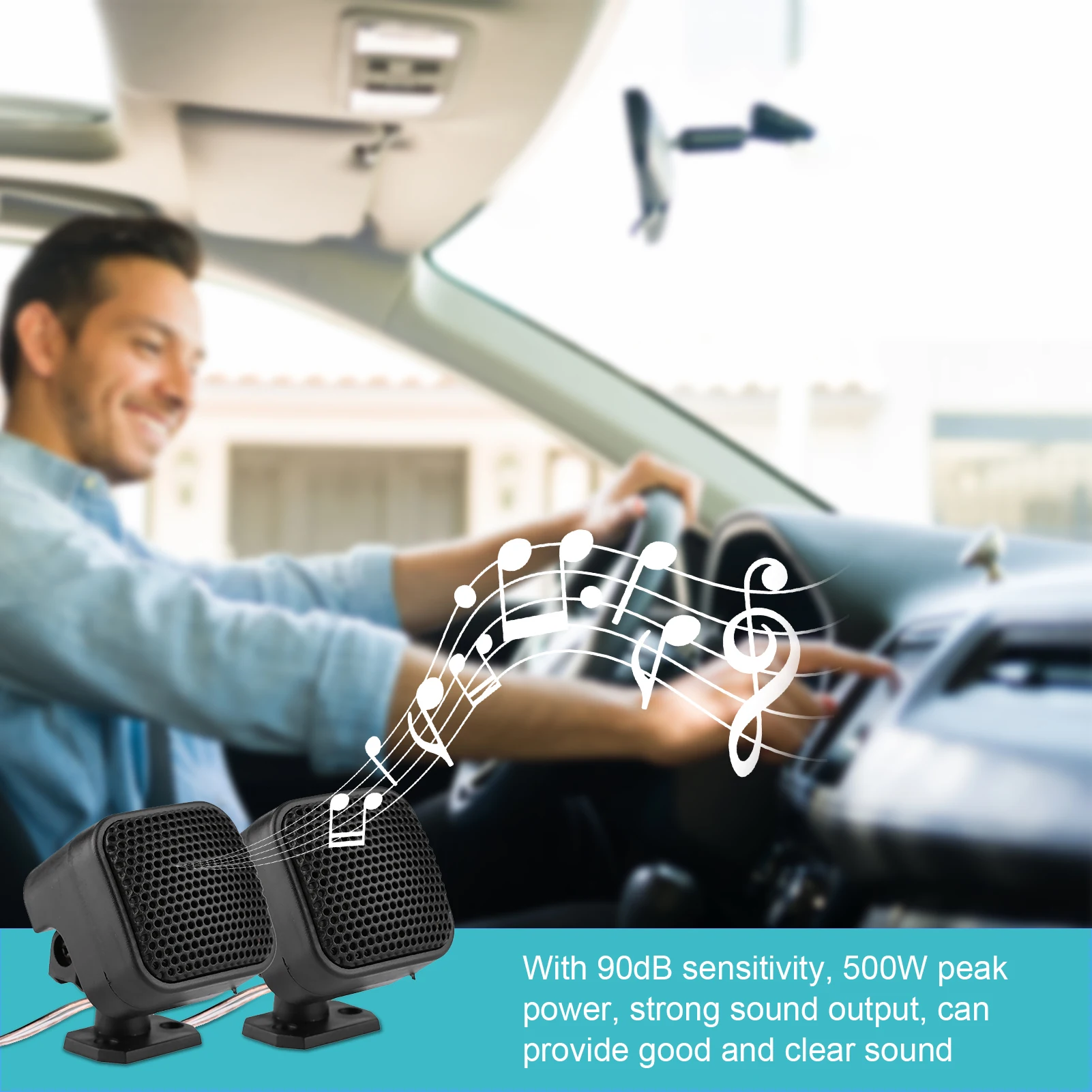 Minialtavoz cuadrado Universal para coche, sistema de Audio para puerta de vehículo, 500W, 2 piezas