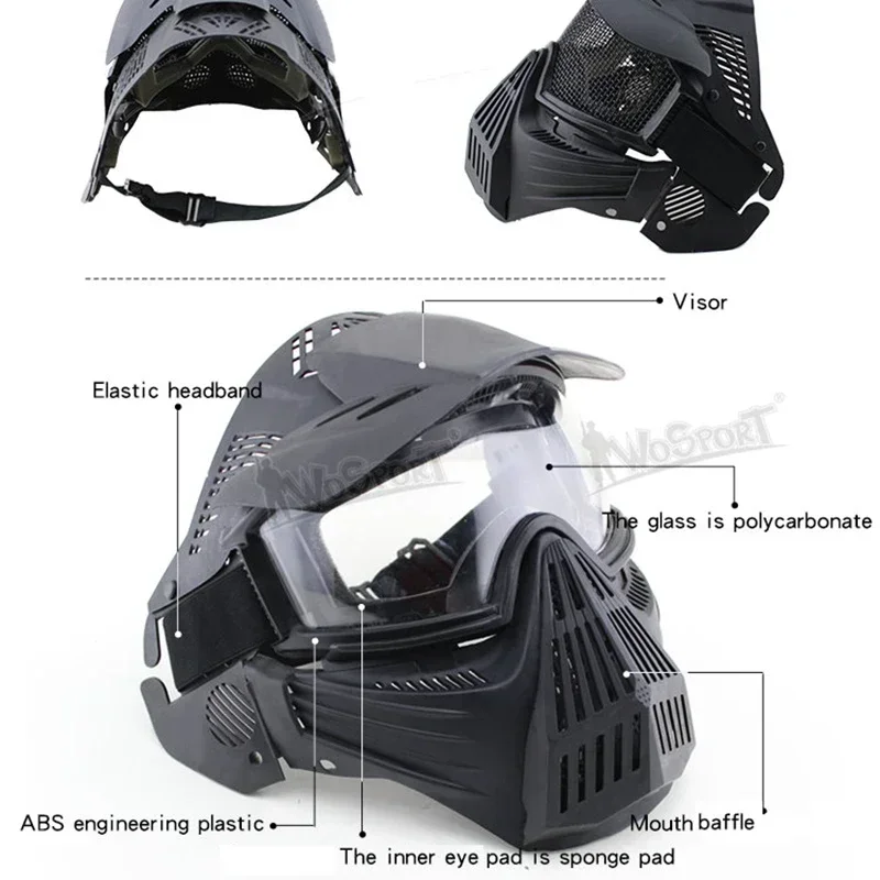 Tactical Hiking Eyewear Full Face Glasses Mask Paintball Safety Protective Outdoor Shooting Equipment Hunting Sports Accesories 3