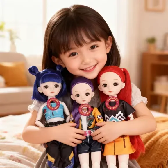 2026_Hot K팝 인형 3D 눈 테마곡 음악 애니메이션 장난감 선물세트 포함 12인치 솔리드 바디 15관절 섬세한 인형 장난감 선물용