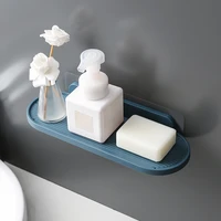 Bathroom Storage Shelf Plastic Wall Mount Shelf Adhesive Soap Shower Shelves Seasoning Bottle Bracket Storage Rack   رف تخزين 2