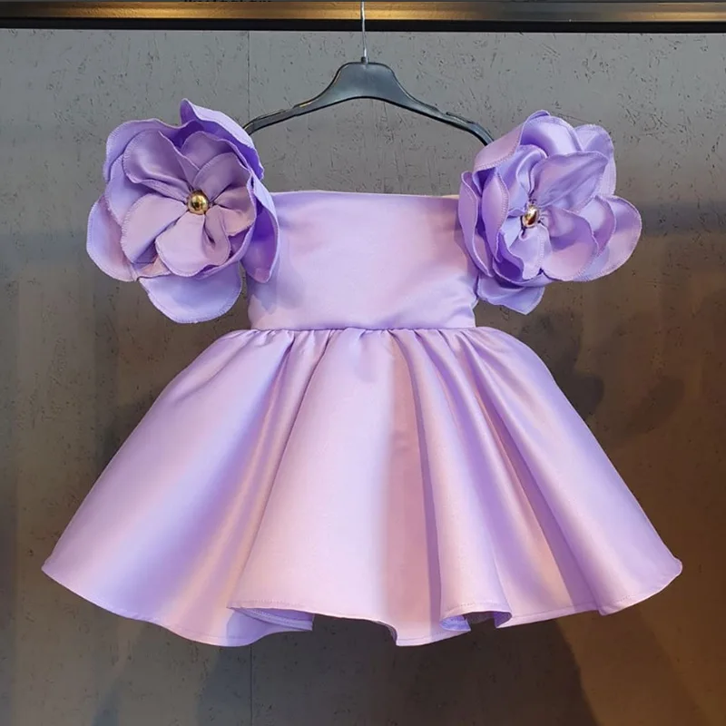 

New Fashion Flowers Girls Dress 1st Year Birthday Party Baby Baptism Dress For Girls Princess Christmas Costume Infants Vestidos