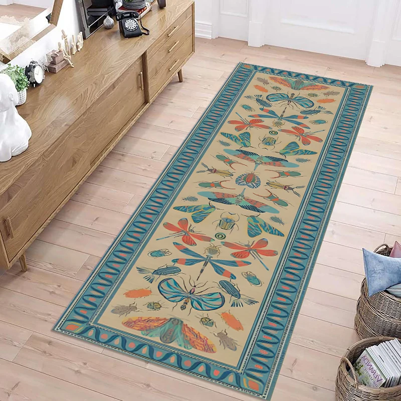 Floral Hallway Runner Rug Soft Flower Botanical Indoor Carpet Bedroom ...