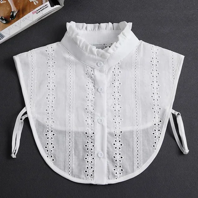 Vintage Lace Front Tie White Detachable Faux Collar
