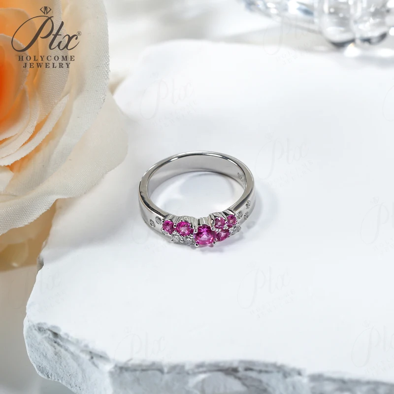 14K Ring Blütenknospenform Rosa Saphir 10K 925 Sterling Silber Ehering ​ Schmuck für Frauen, Geschenke, süßer Stil, romantischer Charme – Detail 16