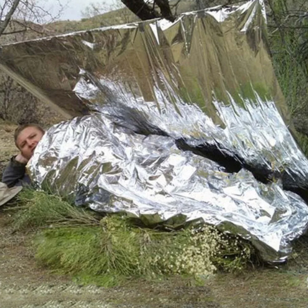 Manta de emergencia para supervivencia al aire libre, kit de rescate  militar de primeros auxilios, manta térmica resistente al viento, plata  Afortunado Sencillez