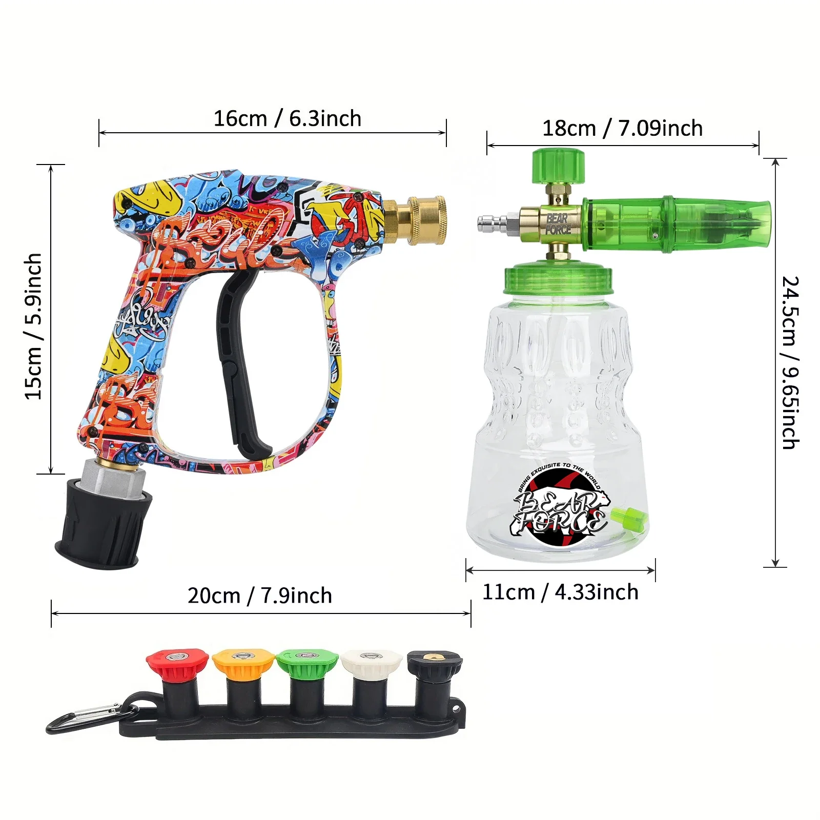 Water Gun Pressure Washer Kit for Car Cleaning Hose Connector for Karcher Nilfisk Parkside Bosch Quick Connector Nozzles