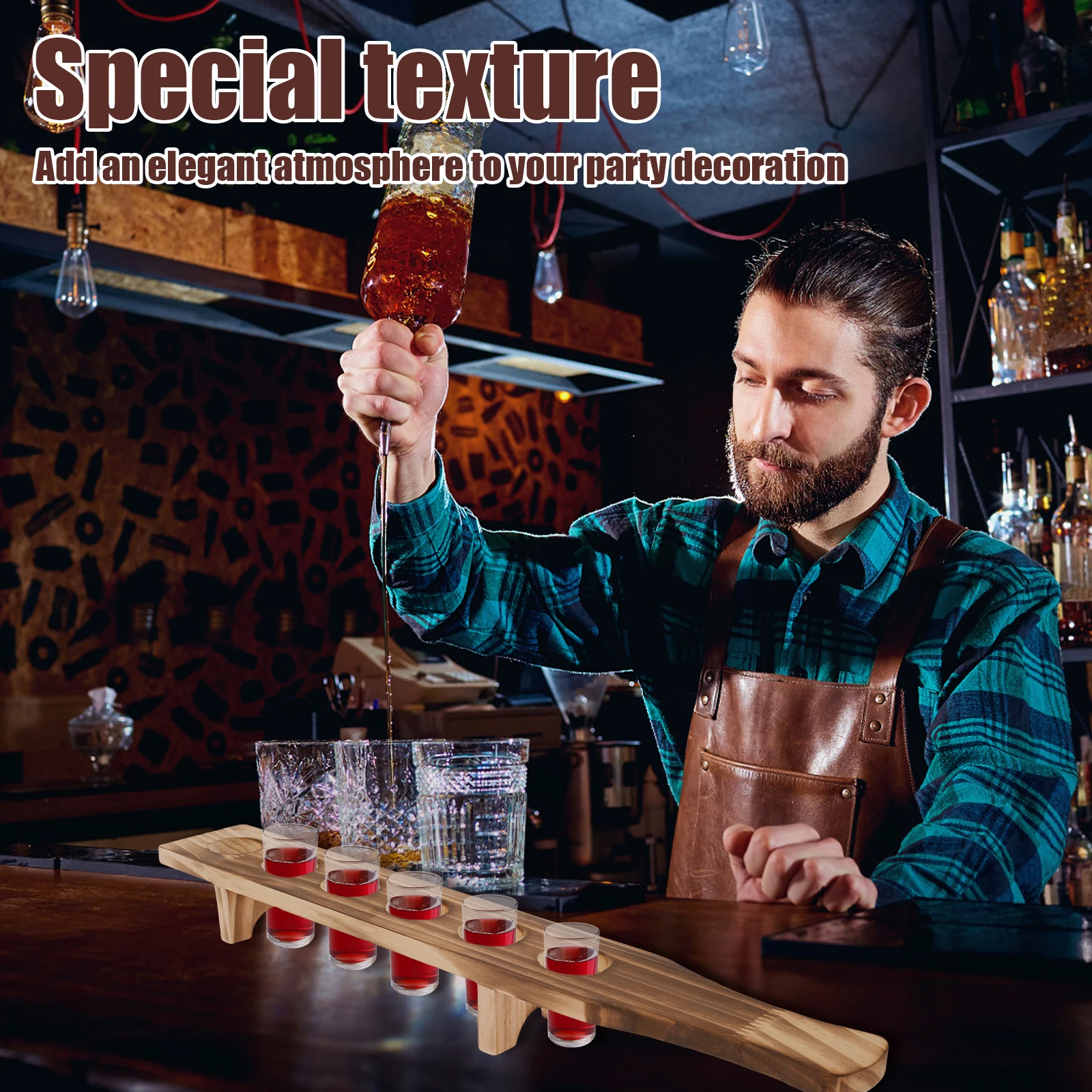 2Pcs Shot Glass Tray Wooden Shot Glass Holder with 6 Holes Wine Glasses Holder Shots Wine Cup Trays for 1.4inch Diameter Glasses