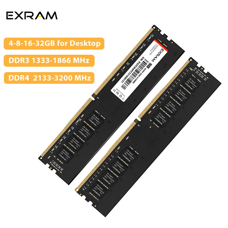 

EXRAM Memory Rams DDR4 32G16G 8G 4GB 2133-3200Mhz Memoria RAM DDR3 4G 8G 1333-1866 mhz 288pin for AMD Inter Motherboard Desktop