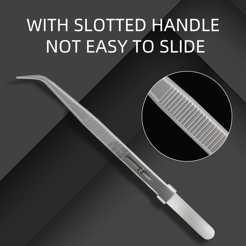 

1Pcs Slide Lock Stainless Steel Adjustable Tweezers for Manicure Curved Tip Anti Static Tweezers nails accessories for Jewelry