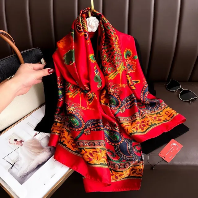 180*90cm Luxury Brand Women Scarf Summer Silk Shawl Lady Wrap Soft