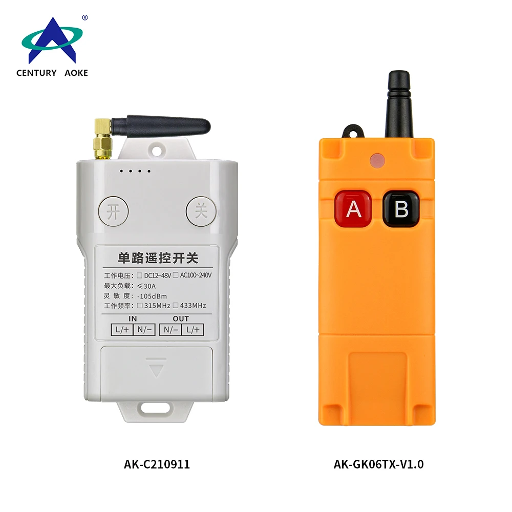 1 Channel 433MHz DC12V 24V 36V 48V Long Distance Radio RF Remote ...