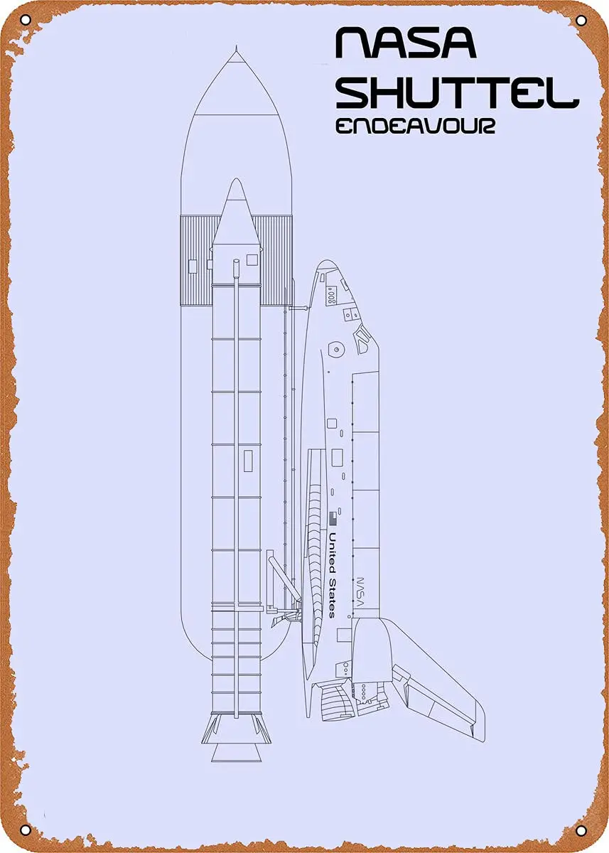 

Space Shuttle Endeavour Metal Tin Sign Retro Wall Decor Vintage Art Print Poste Great Gift for Space Fans 8 x 12 inch