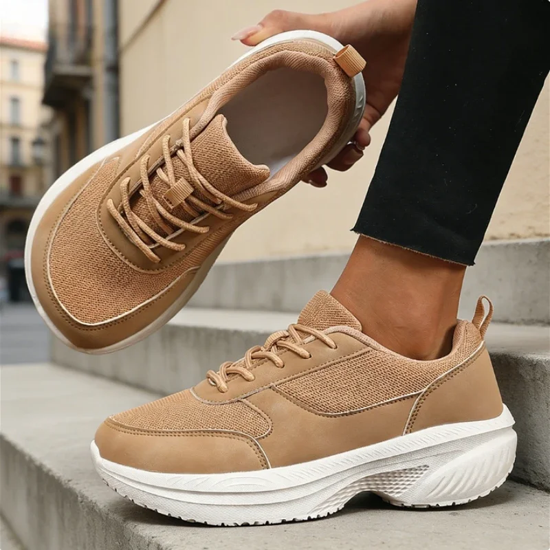 Women's Black Platform Sneakers Elevated Sole Lightweight Breathable Fashion Streetwear Shoes Modern Quick Stride Walking Shoes
