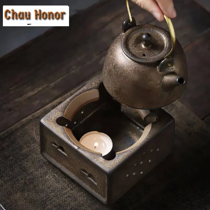 200ml Japanese Gilded Rust Glaze Loop-handled Teapot Antique Tea Infuser Pot Tea Brewing Kettle with Filter Drinkware Decoration