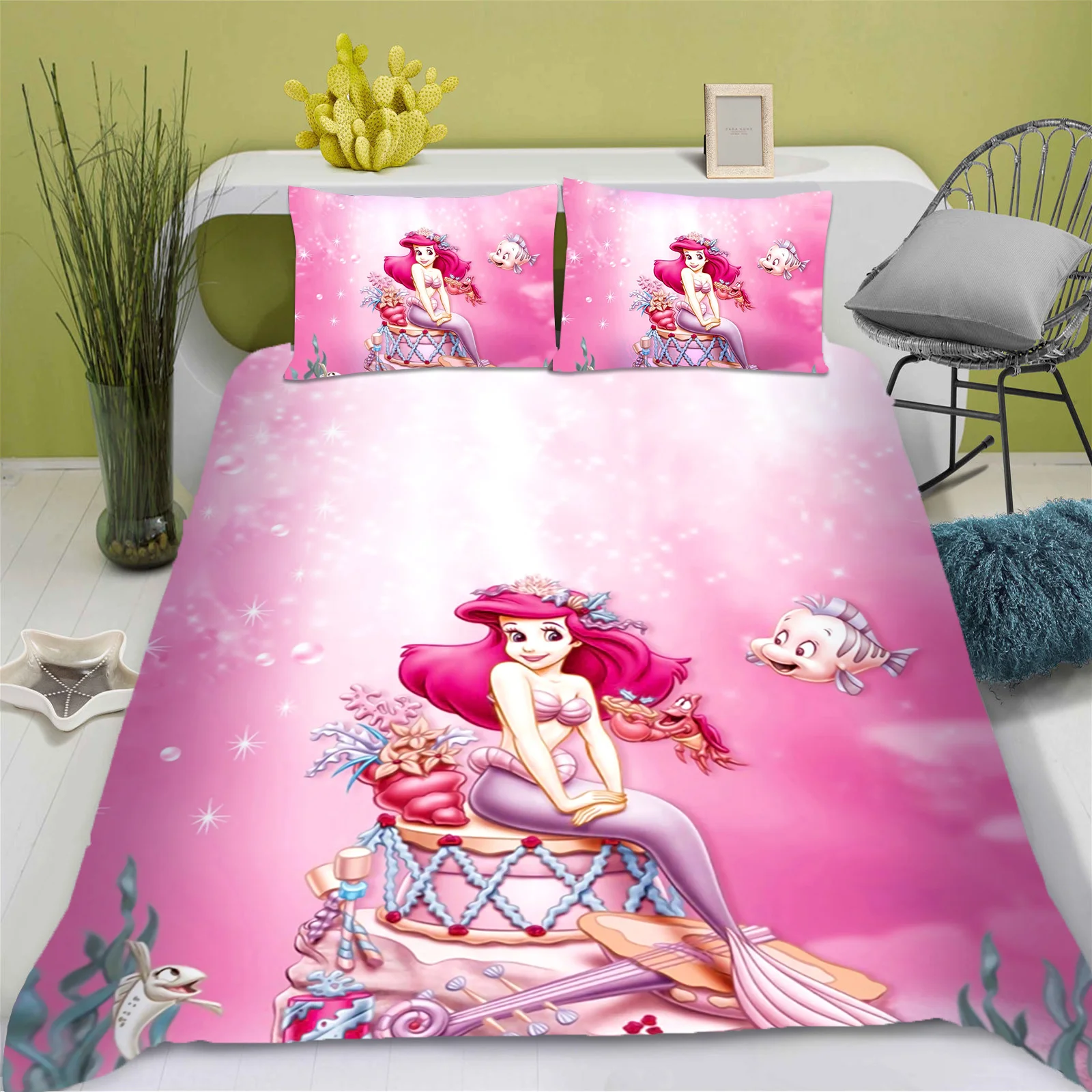 The little mermaid children s cartoon duvet cover anime set bedding