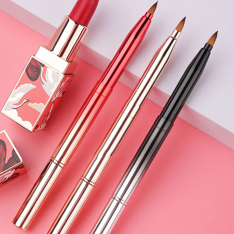 Retractable Lip Makeup Brush Lipstick Lip Gloss Brush Telescopic Dual Use Eyeshadow Beauty Tool With Protect Cap