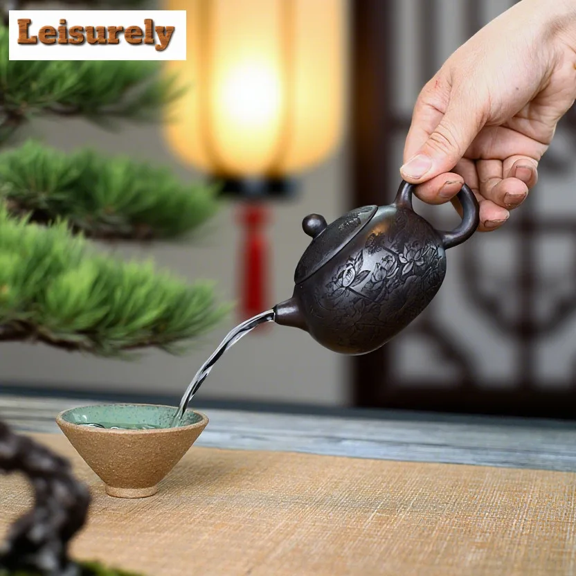 240ml Authentic Yixing Purple Clay Teapots Handmade Xishi Pot Raw Ore Antique Red Mud Tea Maker Kettle Chinese Zisha Tea Set