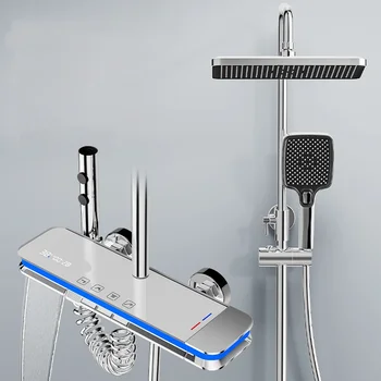 ชุดระบบฝักบัวอาบน้ำอัจฉริยะพร้อมจอแสดงผลดิจิตอล LED ควบคุมอุณหภูมิ ฝักบัวแบบเรนชาวเวอร์  วัสดุทองเหลือง พร้อมไฟ 1