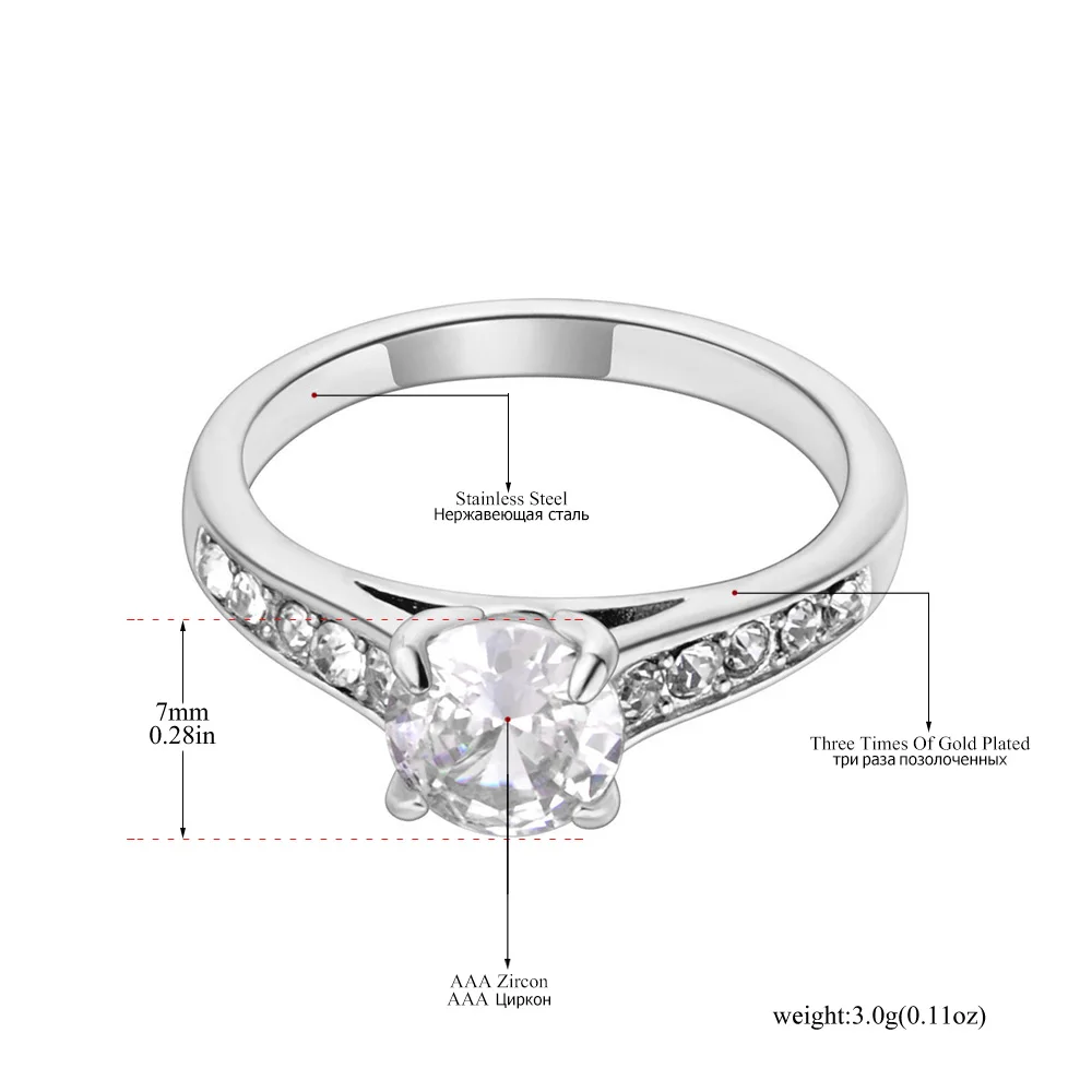 Stainless Steel Cubic Zirconia Wedding Ring Engagement Finger Ring For Women wedding rings womens ring jewelry rings ring jewelry cubic zircon ring