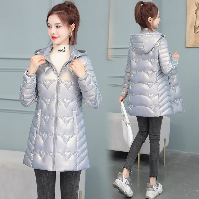 2023 New Women Down Cotton Coat Winter Jacket Female Mid Length Version Parkas Thick Warm Slim Fit Outwear Hooded Overcoat