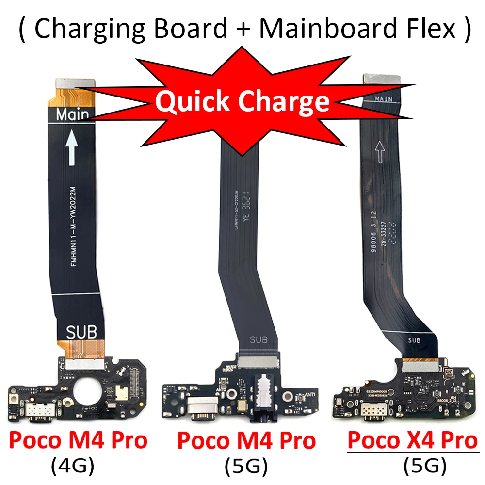 

New For Xiaomi Mi Poco M4 X4 Pro 4G 5G USB Charging Port Mic Microphone Dock Connector Board Flex Cable Repair Parts