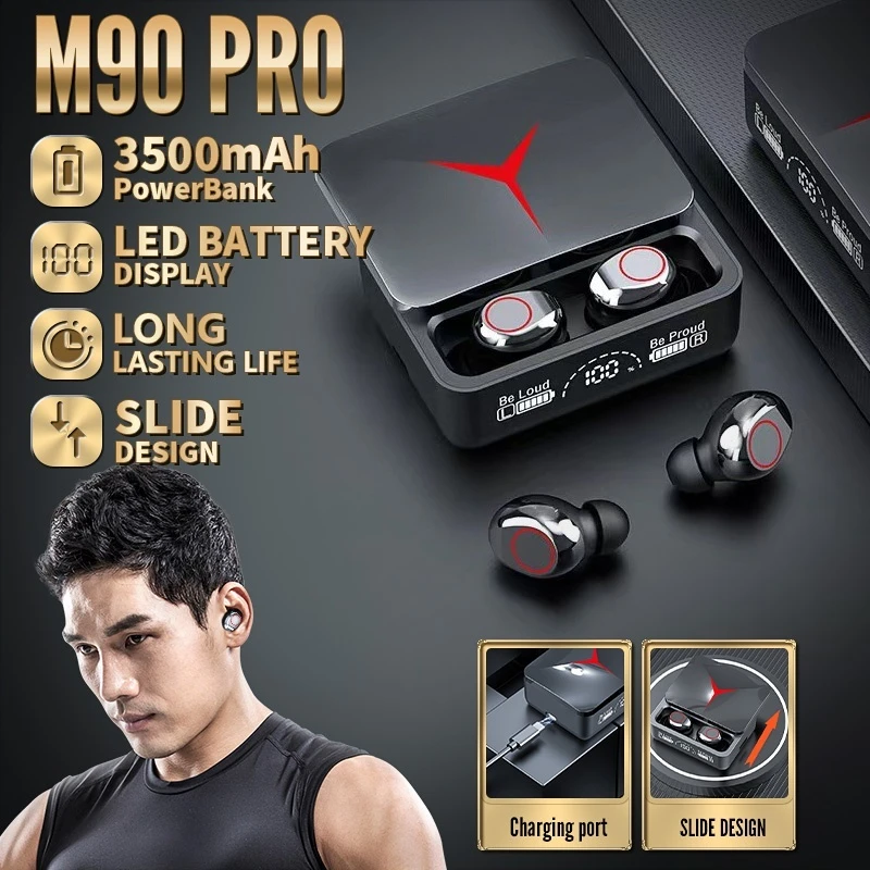 Nuove Cuffie Wireless Originali Tws M90 Cuffie Da Gioco Bluetooth 5.3 Auricolari Sportivi Cuffie Musicali Per Iphone Xiaomi Huawei