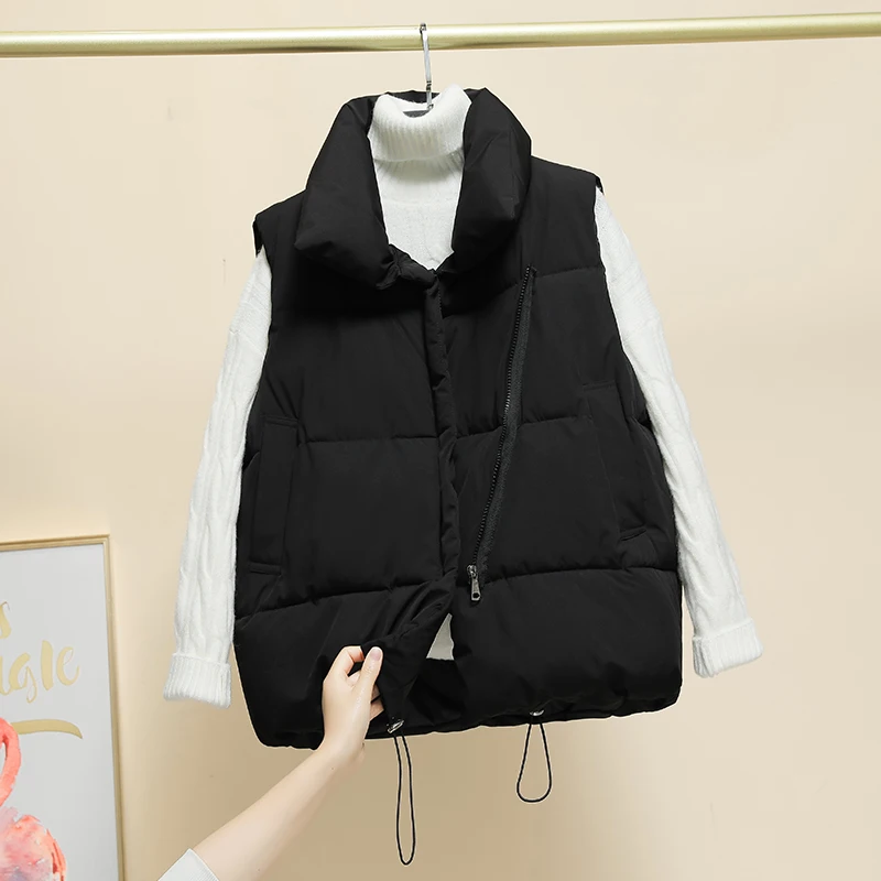 Autumn Winter Women Thick Vest Coat Casual Women Sleeveless zipper Waistcoat Thicken Vestcoat Warm Solid Sleeveless Jacket