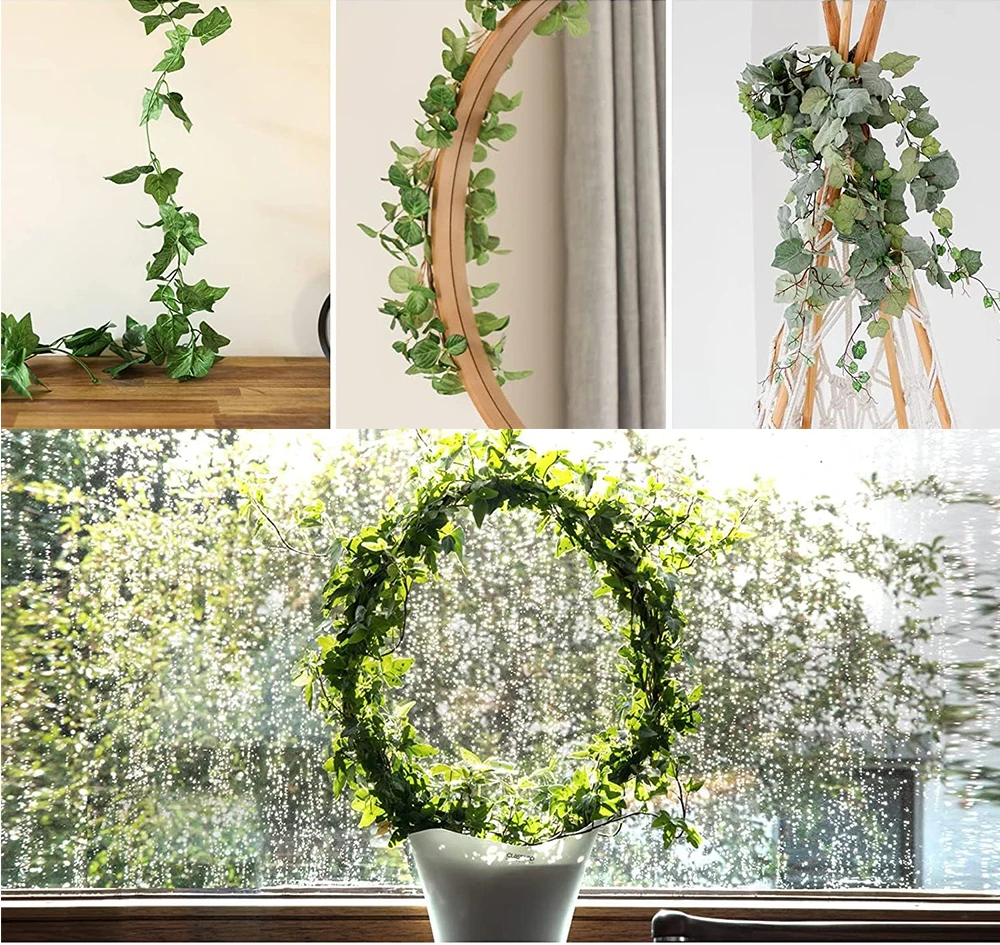 1 Stück grüne Seide künstliche hängende Efeu blatt Girlande Pflanzen Rebe Weinblätter Garten Party Dekor Home Badezimmer Dekoration Hochzeit – Detail 6