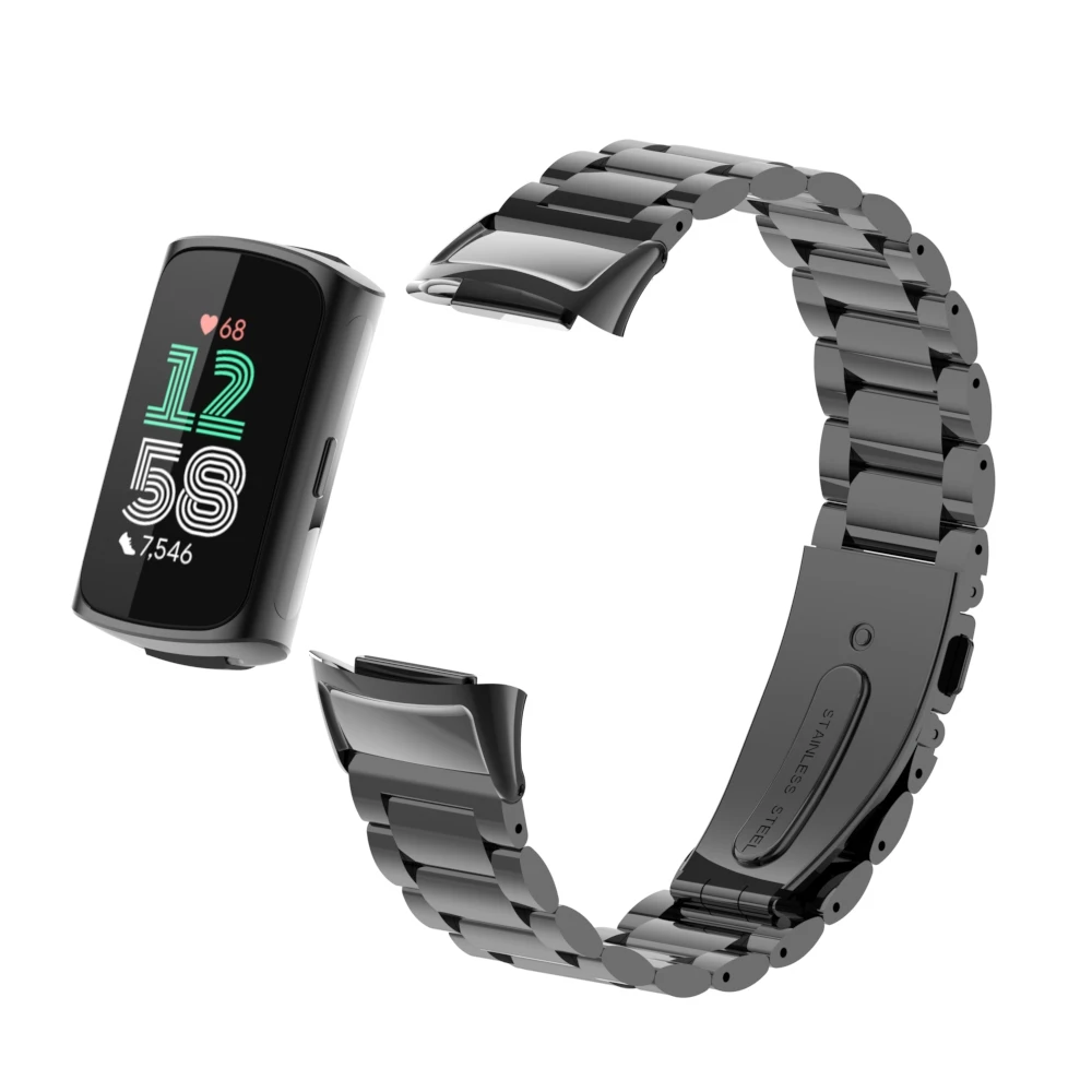 Cinturino In Metallo Con Brillantini Per Fitbit Charge 6 E Charge 5 - Acciaio Inox Regolabile Unisex - Con Strumento Rimozione