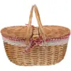 Wicker Picnic Red Grid Decorative Baskets For Home Decor Portable Storage Woven Basket Home Decor Gift Rustic Woven Handles 3