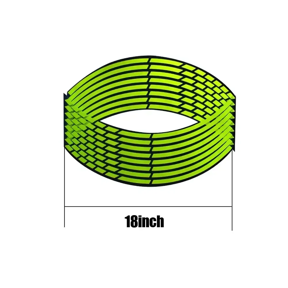 Universal Reflective Fluorescent Green Wheel Rim Decorative Strips - 18''