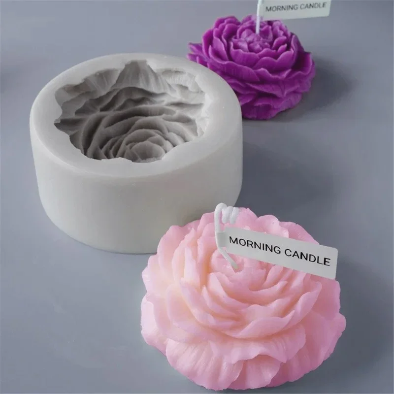 Large Peony Silicone Candle Mold Homemade Aromatherapy Gypsum Handmade Soap Resin Epoxy Ice Quick Baking Mould Home Decor Gifts