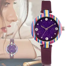 

Colorful Wooden Watch Women Purple Bracelet Watches Rhineston Ladies Casual Quartz Watch Women's Wristwatch Montre Femme Relogio